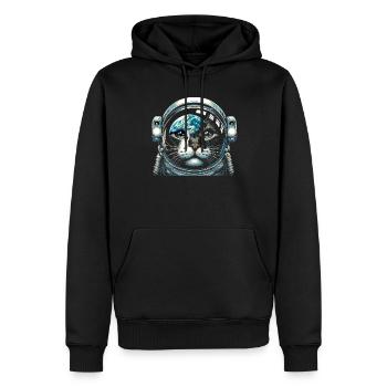 Katze Astronaut Astronomie Äußeres Sonnensystem - Männer Premium Bio Hoodie - Schwarz - Vorne - Nico (187cm)