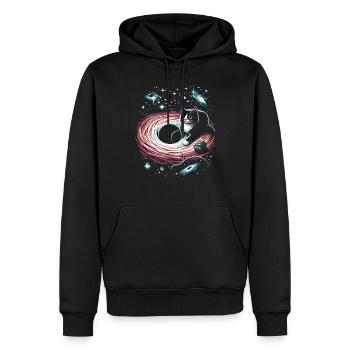 Katze Astronaut Astronomie Äußeres Sonnensystem - Männer Premium Bio Hoodie - Schwarz - Vorne - Nico (187cm)