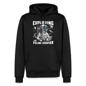 Katze Astronaut Astronomie Äußeres Sonnensystem - Männer Premium Bio Hoodie - Schwarz - Vorne - Nico (187cm)