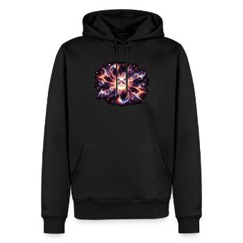 Katze Astronaut Astronomie Äußeres Sonnensystem - Männer Premium Bio Hoodie - Schwarz - Vorne - Nico (187cm)