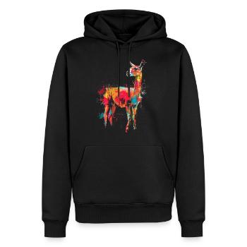 Alpaka Bunte Zeichnung Tier Kunst Grafik Llama - Männer Premium Bio Hoodie - Schwarz - Vorne - Nico (187cm)