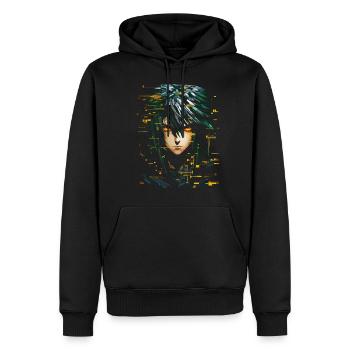 Anime Männer Pixel Kunst Grafik Fantasie Anime - Männer Premium Bio Hoodie - Schwarz - Vorne - Nico (187cm)