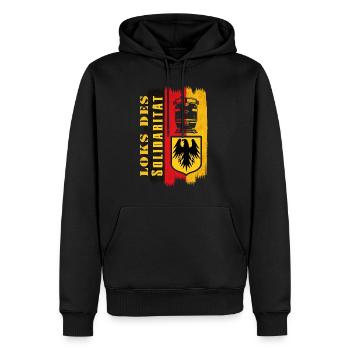 Eisenbahn LOKS DER SOLIDARITÄT - Männer Premium Bio Hoodie - Schwarz - Vorne - Nico (187cm)