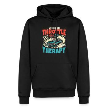 Wide Open Throttle - Therapie für Motorsportfans - Männer Premium Bio Hoodie - Schwarz - Vorne - Nico (187cm)