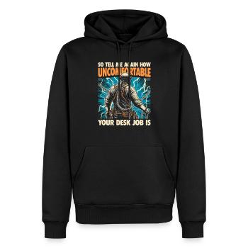 Electrician on the mast - your way to becoming an electricity professional! - Men’s Premium Organic Hoodie - black - Front - Nico (187cm)