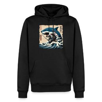 Shark Fisherman Japanese Wave Art Fishing - Men’s Premium Organic Hoodie - black - Front - Nico (187cm)