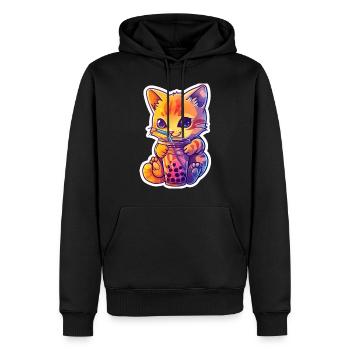 Bubble Tea Getränk Lover Kitten Drink Comic - Männer Premium Bio Hoodie - Schwarz - Vorne - Nico (187cm)