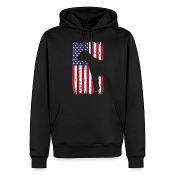 Deutsche Dogge Hund mit USA Flagge - Männer Premium Bio Hoodie - Schwarz - Vorne - Nico (187cm)