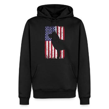Siberian Huskys Hund mit USA Flagge - Männer Premium Bio Hoodie - Schwarz - Vorne - Nico (187cm)