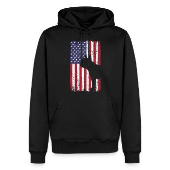 Chien Boston Terrier avec drapeau des États-Unis - Sweat à capuche Premium bio Homme - noir - Devant - Nico (187cm)