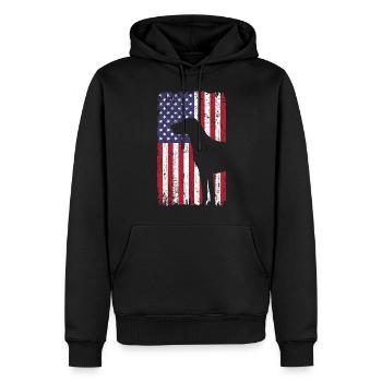 Deutsch Kurzhaar Hund mit USA Flagge - Männer Premium Bio Hoodie - Schwarz - Vorne - Nico (187cm)