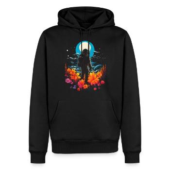 Astronaute Floral oeuvre Nature graphique Motif Astr - Sweat à capuche Premium bio Homme - noir - Devant - Nico (187cm)