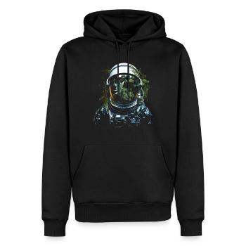 Astronaute plantes Art graphique Motif astronaute - Sweat à capuche Premium bio Homme - noir - Devant - Nico (187cm)