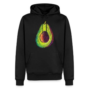 Avocado Zeichnung Kunst Buntes Grafikmotiv Avocado - Männer Premium Bio Hoodie - Schwarz - Vorne - Nico (187cm)
