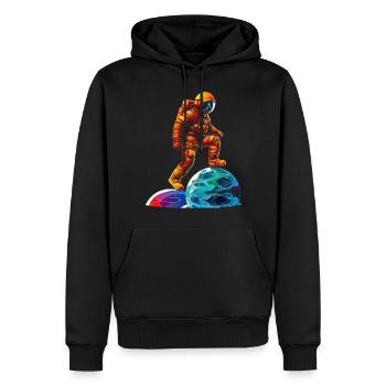 Astronaut Geometrisch Kunst Buntes Motiv Astronaut - Männer Premium Bio Hoodie - Schwarz - Vorne - Nico (187cm)