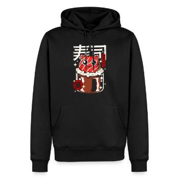 Japon - chat sushi mignon - Sweat à capuche Premium bio Homme - noir - Devant - Nico (187cm)