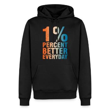 1% Besser Jeden Tag - Motivationskonzept - Männer Premium Bio Hoodie - Schwarz - Vorne - Nico (187cm)