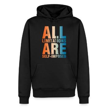 Alle Grenzen Sind Selbstauferlegt - Männer Premium Bio Hoodie - Schwarz - Vorne - Nico (187cm)