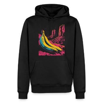 Banane Natur Kunst Obst Grafik Motiv Banane - Männer Premium Bio Hoodie - Schwarz - Vorne - Nico (187cm)