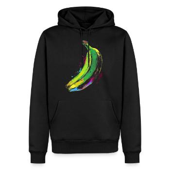Banane Malerei Kunst Obst Grafik Motiv Banane - Männer Premium Bio Hoodie - Schwarz - Vorne - Nico (187cm)