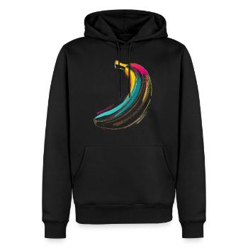 Banane Buntes Obst Kunst Illustration Grafik Banan - Männer Premium Bio Hoodie - Schwarz - Vorne - Nico (187cm)
