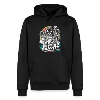 Katze Astronaut Astronomie Äußeres Sonnensystem - Männer Premium Bio Hoodie - Schwarz - Vorne - Nico (187cm)