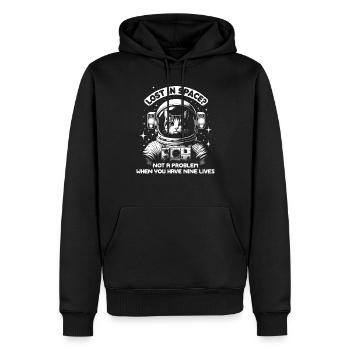 Katze Astronaut Astronomie Äußeres Sonnensystem - Männer Premium Bio Hoodie - Schwarz - Vorne - Nico (187cm)
