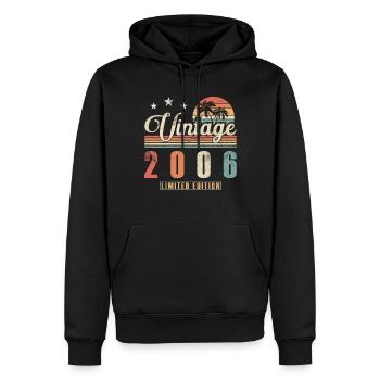 Millésime original 2006 | Cadeau d’anniversaire 2006 - Sweat à capuche Premium bio Homme - noir - Devant - Nico (187cm)