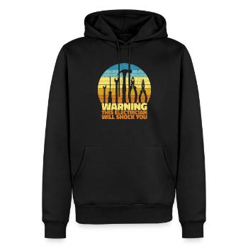 Warning! This electrician will shock you - Men’s Premium Organic Hoodie - black - Front - Nico (187cm)