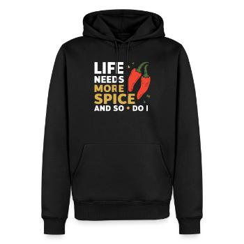 Amateur de cuisine épicée, chef des Chili Peppers - Sweat à capuche Premium bio Homme - noir - Devant - Nico (187cm)
