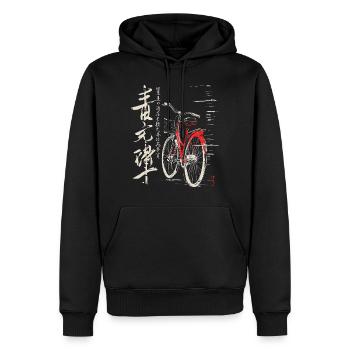 Fahrrad Zeichnung Kunst Text Grafik Motiv Fahrrad - Männer Premium Bio Hoodie - Schwarz - Vorne - Nico (187cm)