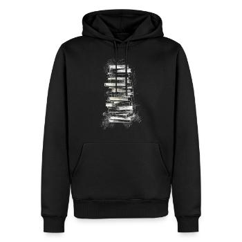 Buch Zeichnung Kunst Illustration Grafik Kunstwerk - Männer Premium Bio Hoodie - Schwarz - Vorne - Nico (187cm)