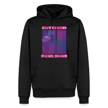 80er Retro Vaporwave Ästhetik Intense Feelings - Männer Premium Bio Hoodie - Schwarz - Vorne - Nico (187cm)