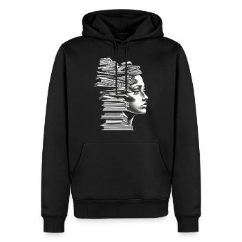 Buch Frauen Gesicht Kunst Zeichnung Grafik Motiv B - Männer Premium Bio Hoodie - Schwarz - Vorne - Nico (187cm)