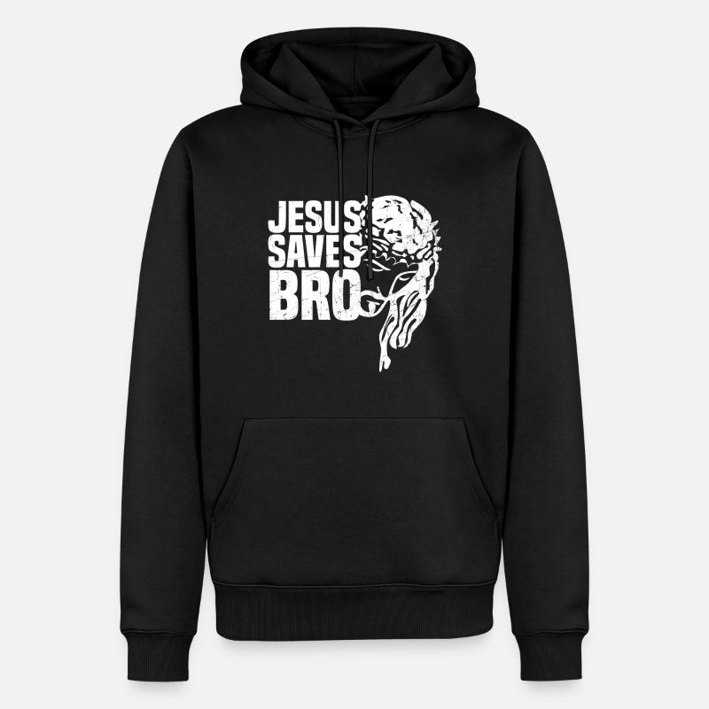 Jésus sauve mon frère - Sweat à capuche Premium bio Homme - noir
