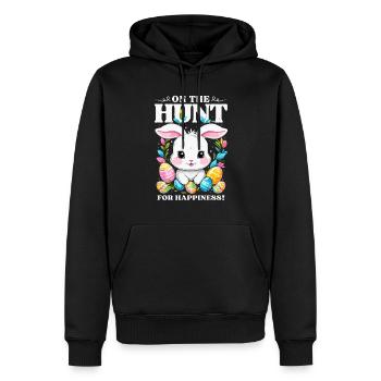 Ostern - Auf der Suche nach dem Glück - Männer Premium Bio Hoodie - Schwarz - Vorne - Nico (187cm)