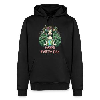 Terre Mère Bonne Journée De La Terre Nature Environnement Fleurs - Sweat à capuche Premium bio Homme - noir - Devant - Nico (187cm)
