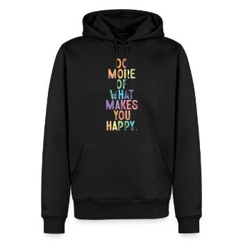 Mach Mehr Von Dem Was Dich Glücklich Macht - Männer Premium Bio Hoodie - Schwarz - Vorne - Nico (187cm)