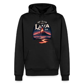 Drôle de volcan lave géologie roche chasse géologue - Sweat à capuche Premium bio Homme - noir - Devant - Nico (187cm)