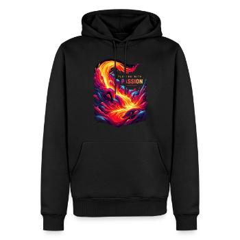 Drôle de volcan lave géologie roche chasse géologue - Sweat à capuche Premium bio Homme - noir - Devant - Nico (187cm)