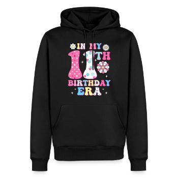 Bienvenue à l’ère de votre 11e anniversaire - Sweat à capuche Premium bio Homme - noir - Devant - Nico (187cm)