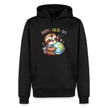 Happy Earth Day Sloth World Globe Heart Nature - Men’s Premium Organic Hoodie - black - Front - Nico (187cm)
