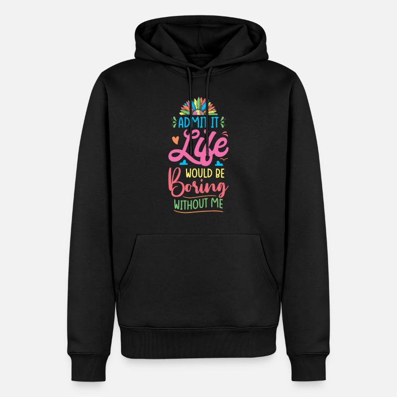 Lebensfreude Farbenfrohe Botschaft - Männer Premium Bio Hoodie - Schwarz