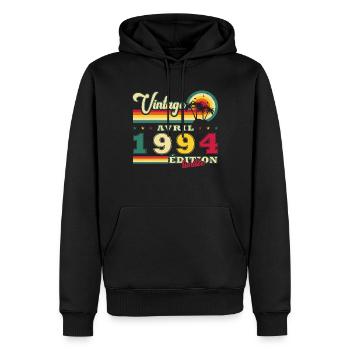 1994 Avril 1994 Anniversaire Avril 1994 Avril - Sweat à capuche Premium bio Homme - noir - Devant - Nico (187cm)
