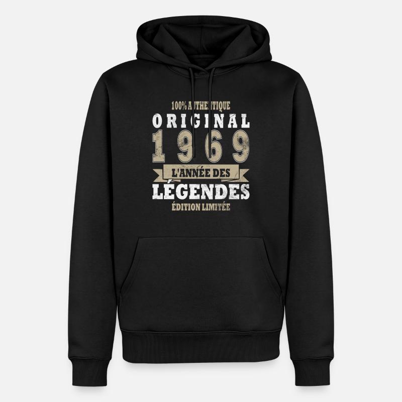 LÉGENDE 1969, MILLÉSIME 1969 - Sweat à capuche Premium bio Homme - noir