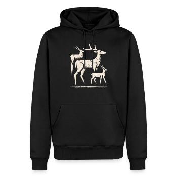 Pétroglyphe Art rupestre ancien Rock dessin indien - Sweat à capuche Premium bio Homme - noir - Devant - Nico (187cm)