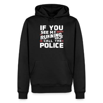 Musculation, Powerlifting, Haltération, Fitness - Sweat à capuche Premium bio Homme - noir - Devant - Nico (187cm)