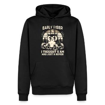 Musculation, Powerlifting, Haltération, Fitness - Sweat à capuche Premium bio Homme - noir - Devant - Nico (187cm)