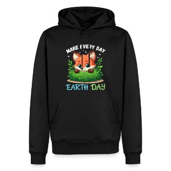 Happy Earth Day Fuchs Wald Wildtier Tierschutz - Männer Premium Bio Hoodie - Schwarz - Vorne - Nico (187cm)
