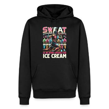 Musculation, Powerlifting, Haltération, Fitness - Sweat à capuche Premium bio Homme - noir - Devant - Nico (187cm)
